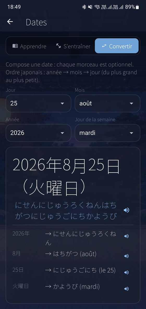 Simulateur de dates, à l'ordre japonais