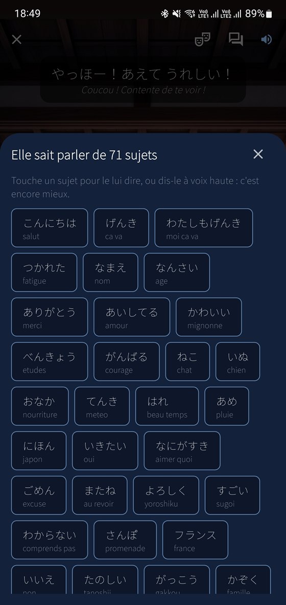 Les sujets, filtrables par niveau